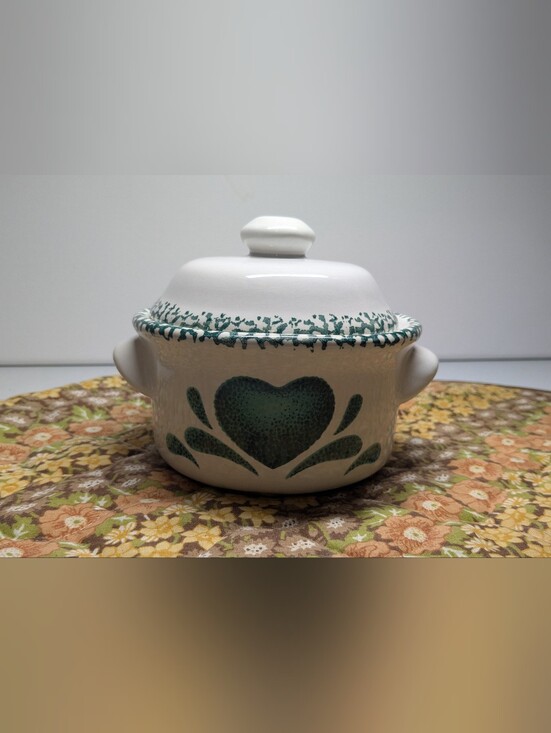 Other - Country Green Heart Design Ceramic Individual Casserole Dish 5" Diameter